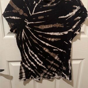 Tryst Black and Brown Tie-Dye Short Sleeve Top